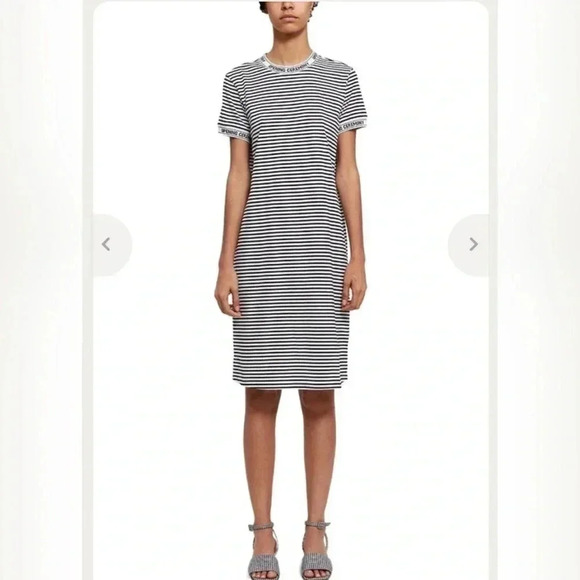OPENING CEREMONY STRIPE TEE DRESS IN WHITE MULTI - Picture 1 of 7